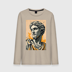 Лонгслив хлопковый мужской Арт с античным портретом, цвет: миндальный