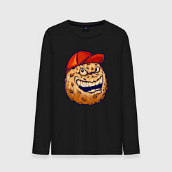 Лонгслив хлопковый мужской Печенье в кепке, цвет: черный