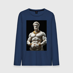 Лонгслив хлопковый мужской Античный герой с цепочкой, цвет: тёмно-синий