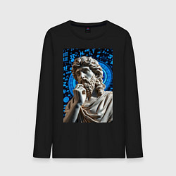 Лонгслив хлопковый мужской Античность и математика, цвет: черный