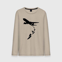Лонгслив хлопковый мужской Surfer plane, цвет: миндальный