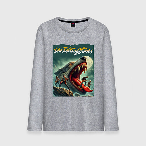 Мужской лонгслив Rolling Stones - wolfs mouth / Меланж – фото 1
