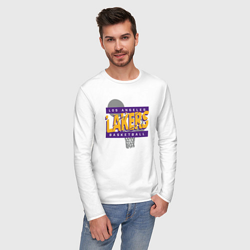 Мужской лонгслив Lakers basketball play / Белый – фото 3