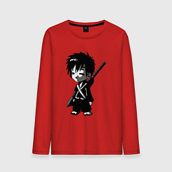 Лонгслив хлопковый мужской Маленький воин-самурай, цвет: красный