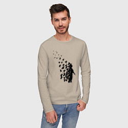Лонгслив хлопковый мужской Птицы мира, цвет: миндальный — фото 2
