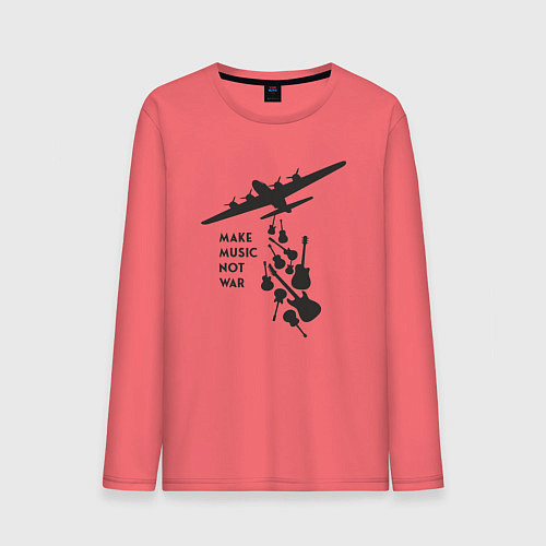 Мужской лонгслив Делай музыку, а не войну / Коралловый – фото 1