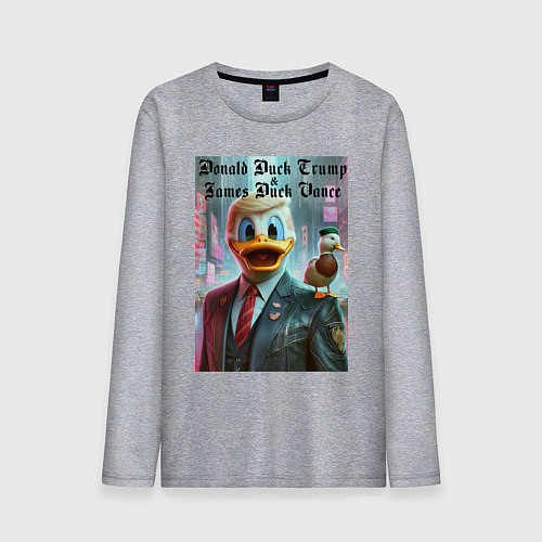 Мужской лонгслив Donald Duck Trump and James Duck Vance / Меланж – фото 1