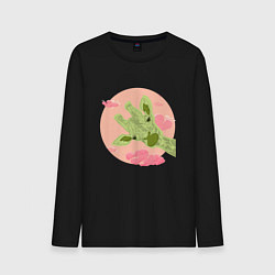 Лонгслив хлопковый мужской Жирафик и розовые облака, цвет: черный