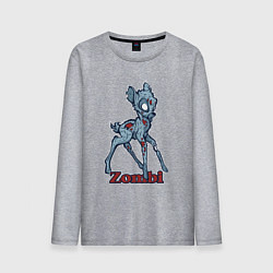 Лонгслив хлопковый мужской Оленёнок зомби, цвет: меланж