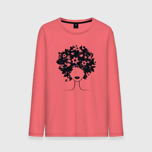 Мужской лонгслив Цветочная девушка / Коралловый – фото 1
