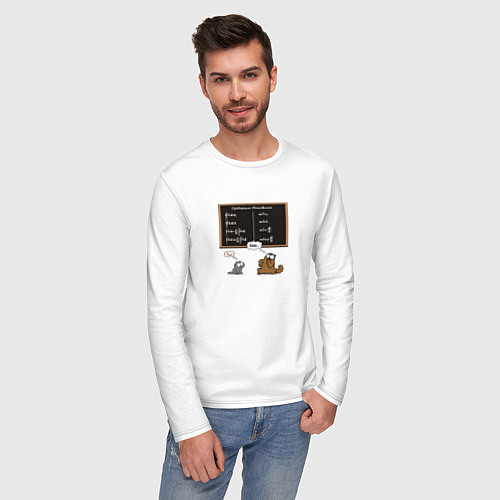 Мужской лонгслив Уравнения Максвелла / Белый – фото 3