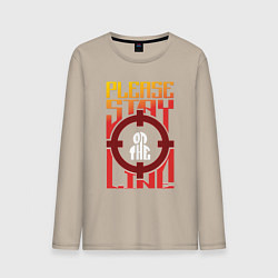 Лонгслив хлопковый мужской Оставайтесь на линии, цвет: миндальный