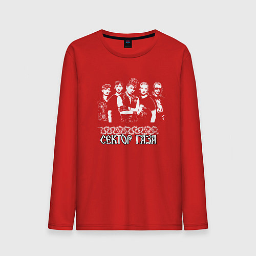 Мужской лонгслив Сектор газа пиксельный белый портрет / Красный – фото 1