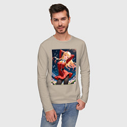 Лонгслив хлопковый мужской Марин Китагава косплей 002 Darling in the Franxx, цвет: миндальный — фото 2