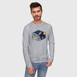Лонгслив хлопковый мужской Moon rocket, цвет: меланж — фото 2