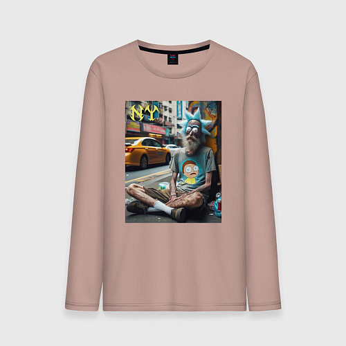 Мужской лонгслив Rick Sanchez is a hippie from New York / Пыльно-розовый – фото 1