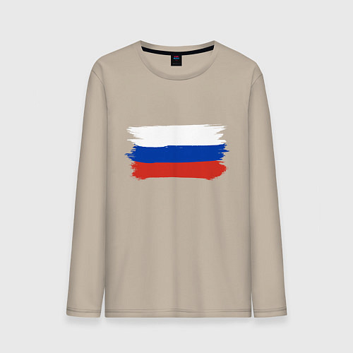 Мужской лонгслив Флаг россии нарисованный / Миндальный – фото 1