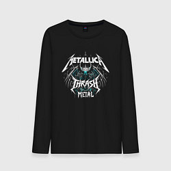 Лонгслив хлопковый мужской Metallica - thrash metal rock, цвет: черный