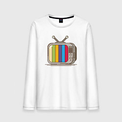 Лонгслив хлопковый мужской Retro television, цвет: белый