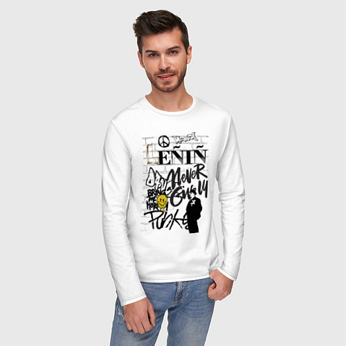 Мужской лонгслив Lenin граффити / Белый – фото 3