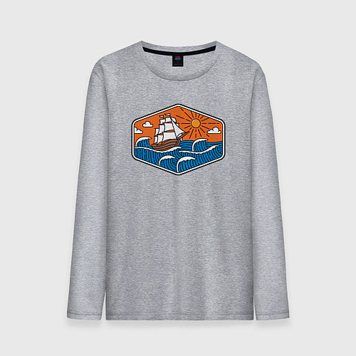 Мужской лонгслив Кораблик в океане / Меланж – фото 1