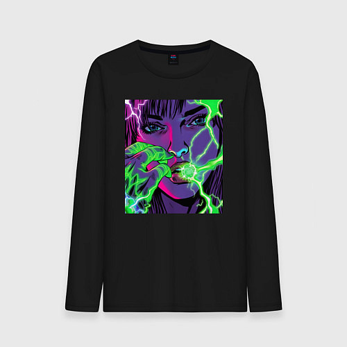 Мужской лонгслив Кислотные руки / Черный – фото 1