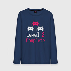 Лонгслив хлопковый мужской Уровень 2 пройден, цвет: тёмно-синий