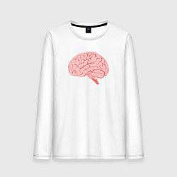 Лонгслив хлопковый мужской Мозг иллюстрация, цвет: белый