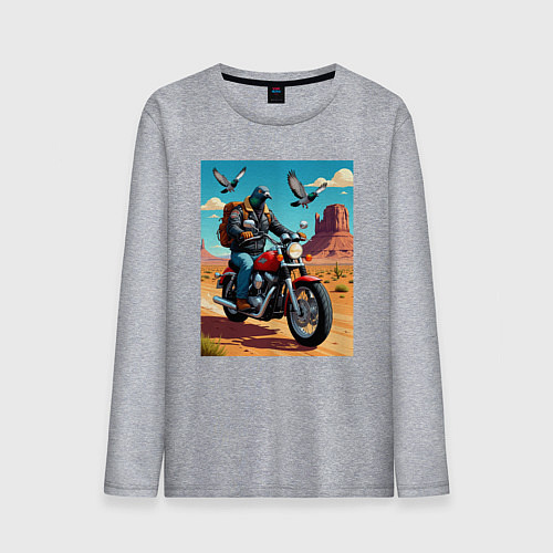 Мужской лонгслив Голубь байкер / Меланж – фото 1