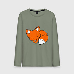 Лонгслив хлопковый мужской Спящий лисёнок, цвет: авокадо