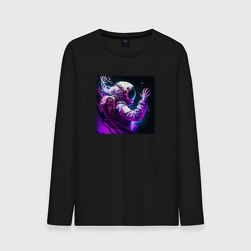 Мужской лонгслив Космос в ярких красках / Черный – фото 1