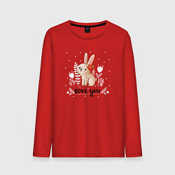 Лонгслив хлопковый мужской Love you bunny, цвет: красный