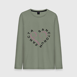 Лонгслив хлопковый мужской Святая святых - sancta sanctorum, цвет: авокадо