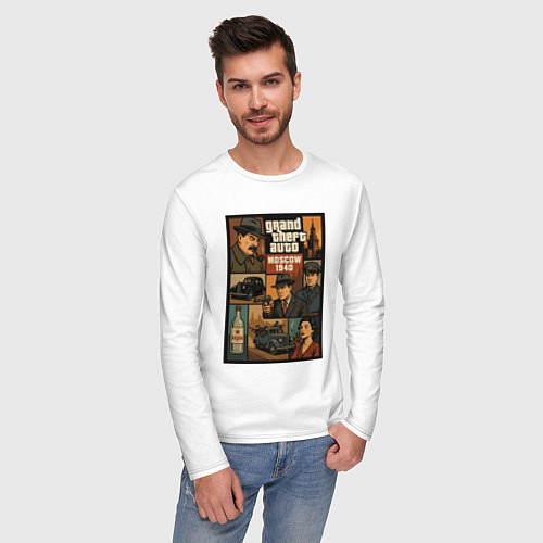 Мужской лонгслив GTA: Moscow 1940 / Белый – фото 3