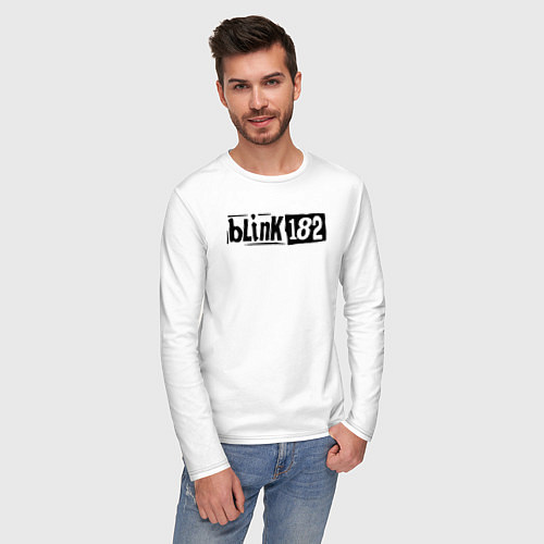 Мужской лонгслив Blink 182 трафарет черный / Белый – фото 3