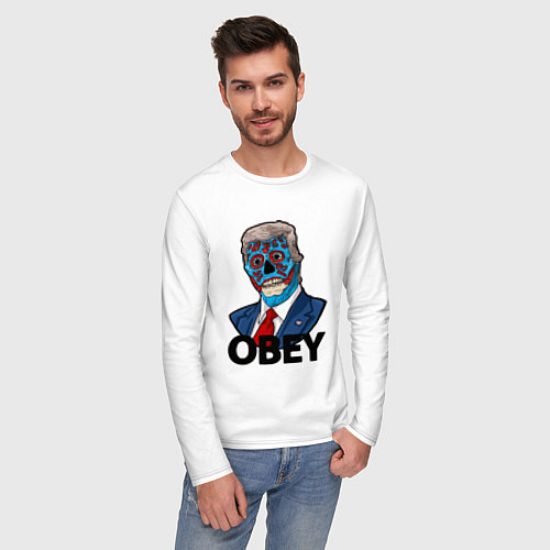 Мужской лонгслив Trump obey / Белый – фото 3