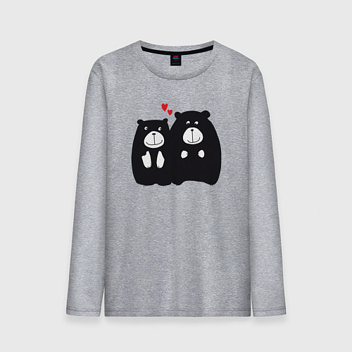 Мужской лонгслив Влюблённые мишки / Меланж – фото 1