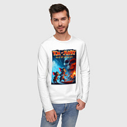 Лонгслив хлопковый мужской Tom and Jerry - horror fantasy, цвет: белый — фото 2