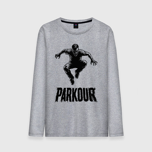 Мужской лонгслив Паркур: Прыжок в движение / Меланж – фото 1
