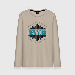Лонгслив хлопковый мужской City - New York, цвет: миндальный