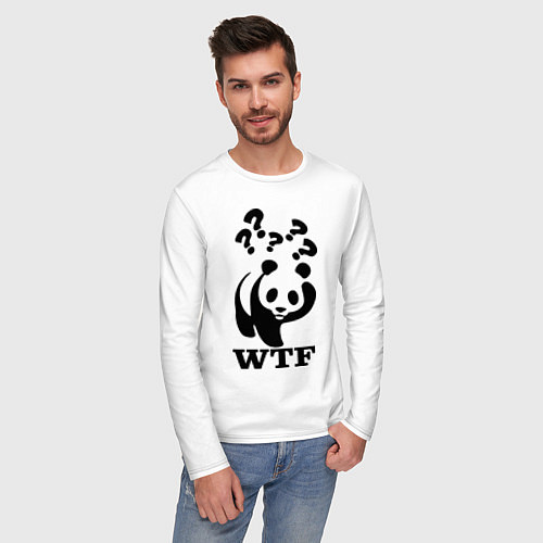 Мужской лонгслив WTF: White panda / Белый – фото 3