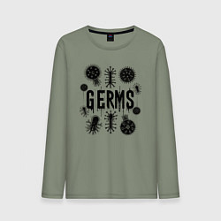 Лонгслив хлопковый мужской Микробы вирусы и бактерии, цвет: авокадо