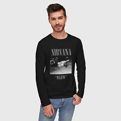 Лонгслив хлопковый мужской Nirvana blew, цвет: черный — фото 2