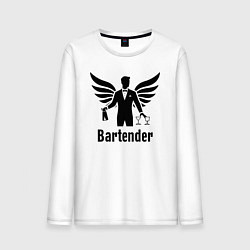 Лонгслив хлопковый мужской Бармен с крыльями, цвет: белый