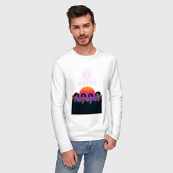 Лонгслив хлопковый мужской Astro retro, цвет: белый — фото 2