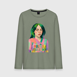 Лонгслив хлопковый мужской Билли Айлиш коллаж, цвет: авокадо