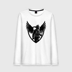 Лонгслив хлопковый мужской Огненный страж с крыльями, цвет: белый