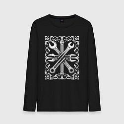 Лонгслив хлопковый мужской Переплетение ключей, цвет: черный
