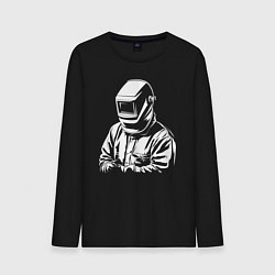 Лонгслив хлопковый мужской Сварщик в маске, цвет: черный