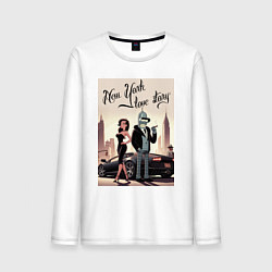 Лонгслив хлопковый мужской Бендер в Нью-Йорке - любовная история, цвет: белый